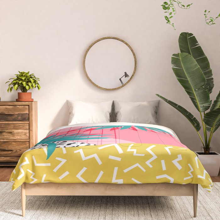 Bingo - throwback retro memphis neon tropical socal desert festival trendy hipster pattern pop art Comforter Gallery Image 3