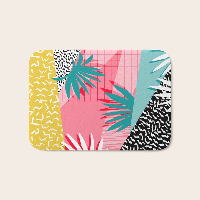 Bingo - throwback retro memphis neon tropical socal desert festival trendy hipster pattern pop art Bath Mat Gallery Image 1