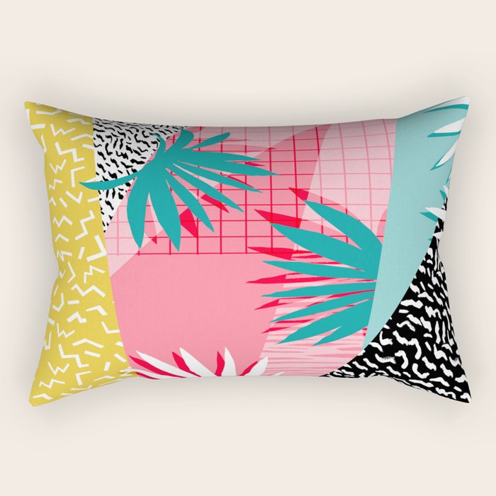 Bingo - throwback retro memphis neon tropical socal desert festival trendy hipster pattern pop art Rectangular Pillow Gallery Image 2