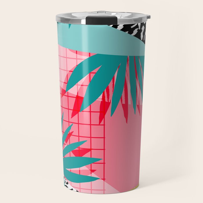 Bingo - throwback retro memphis neon tropical socal desert festival trendy hipster pattern pop art Travel Mug Gallery Image 1