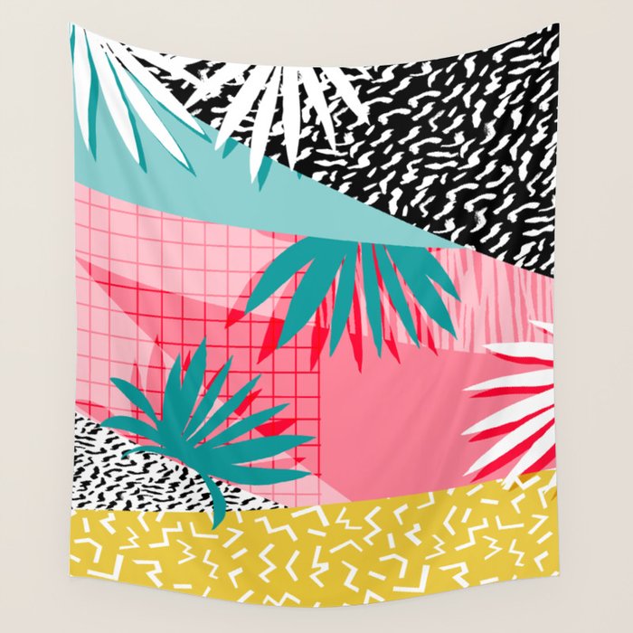 Bingo - throwback retro memphis neon tropical socal desert festival trendy hipster pattern pop art Wall Tapestry Gallery Image 1