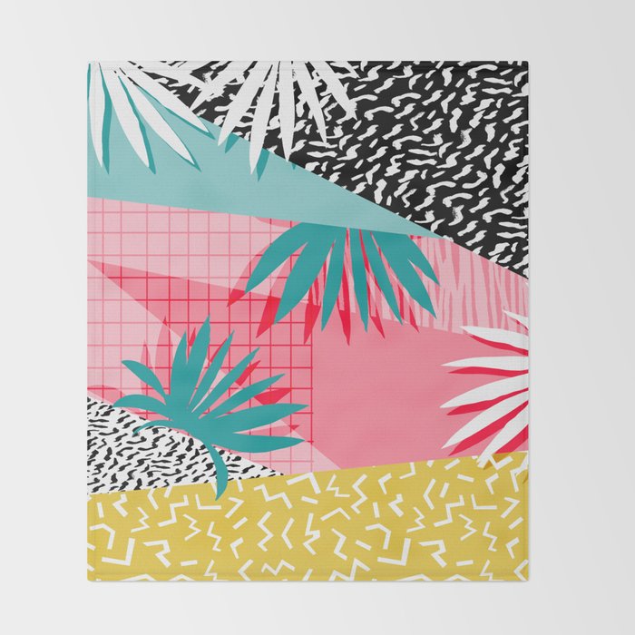 Bingo - throwback retro memphis neon tropical socal desert festival trendy hipster pattern pop art Throw Blanket Gallery Image 2