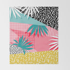 Bingo - throwback retro memphis neon tropical socal desert festival trendy hipster pattern pop art Throw Blanket Gallery Image 2