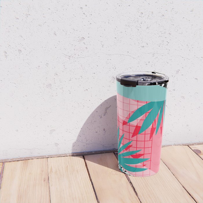 Bingo - throwback retro memphis neon tropical socal desert festival trendy hipster pattern pop art Travel Mug Gallery Image 4