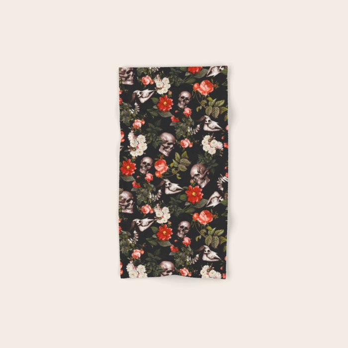 Floral and Skull Pattern Bath Towel Gallery Image 1