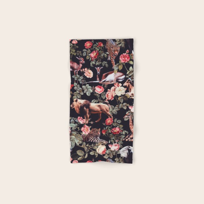 Animals and Floral Pattern Bath Towel Gallery Image 1