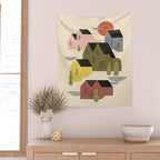 Cozy Village Wall Tapestry Gallery Image 2