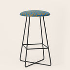 Vintage Floral Arches Art Nouveau Pattern in Cerulean Blue and Deep Mustard Stool Gallery Image 1