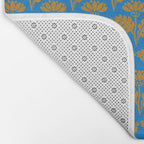 Vintage Floral Arches Art Nouveau Pattern in Cerulean Blue and Deep Mustard Bath Mat Gallery Image 2