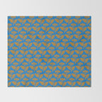 Vintage Floral Arches Art Nouveau Pattern in Cerulean Blue and Deep Mustard Throw Blanket Gallery Image 2
