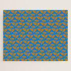 Vintage Floral Arches Art Nouveau Pattern in Cerulean Blue and Deep Mustard Jigsaw Puzzle Gallery Image 1