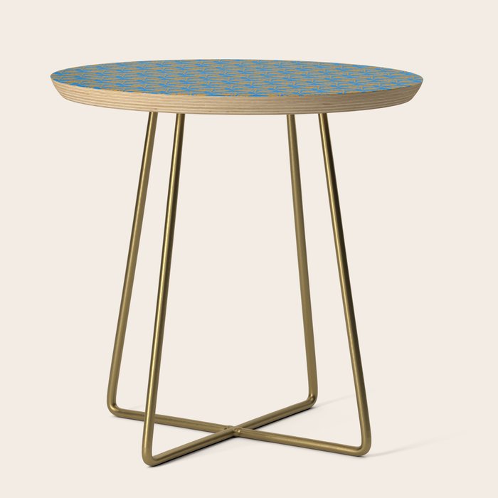 Vintage Floral Arches Art Nouveau Pattern in Cerulean Blue and Deep Mustard Side Table Gallery Image 1