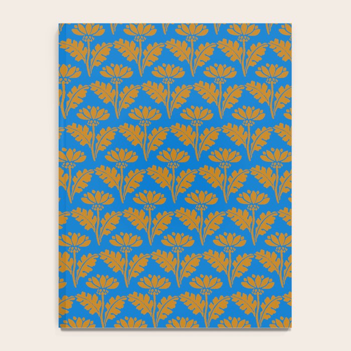 Vintage Floral Arches Art Nouveau Pattern in Cerulean Blue and Deep Mustard Notebook Gallery Image 4