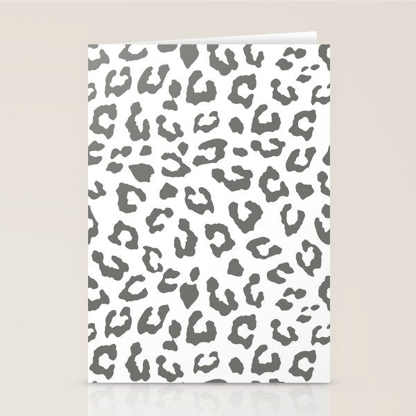 Safari Leopard Print - Grey & White Stationery Card Gallery Image 1