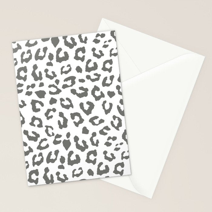 Safari Leopard Print - Grey & White Stationery Card Gallery Image 2