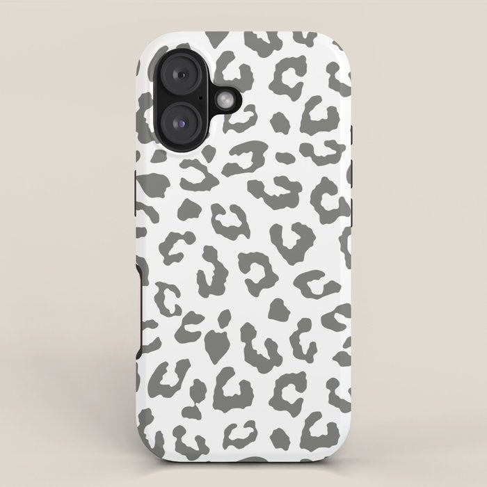 Safari Leopard Print - Grey & White iPhone Case Gallery Image 1