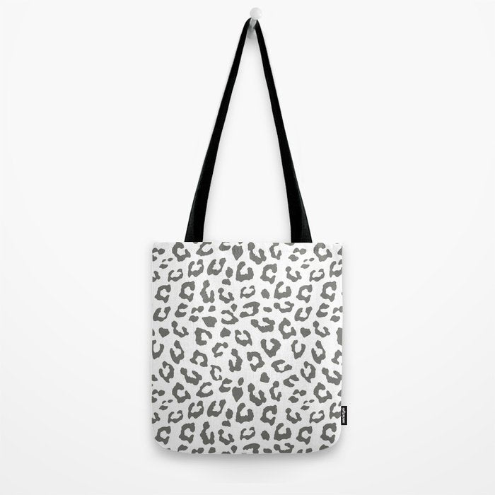 Safari Leopard Print - Grey & White Tote Bag Gallery Image 2