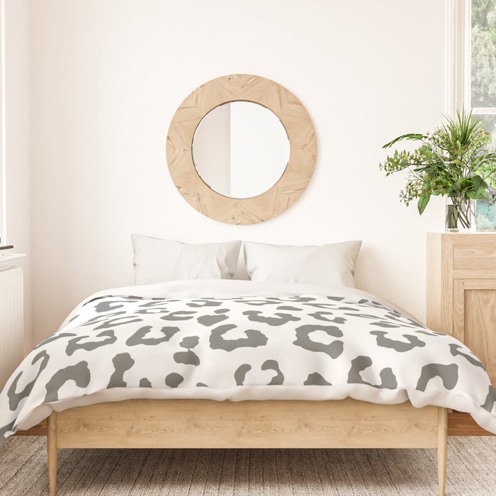 Safari Leopard Print - Grey & White Duvet Cover Gallery Image 3