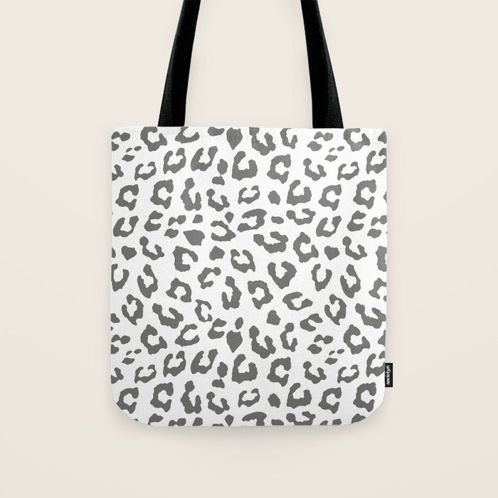 Safari Leopard Print - Grey & White Tote Bag Gallery Image 1
