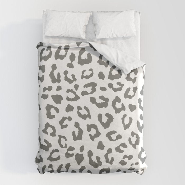 Safari Leopard Print - Grey & White Duvet Cover Gallery Image 1