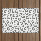 Safari Leopard Print - Grey & White Outdoor Rug Gallery Image 1