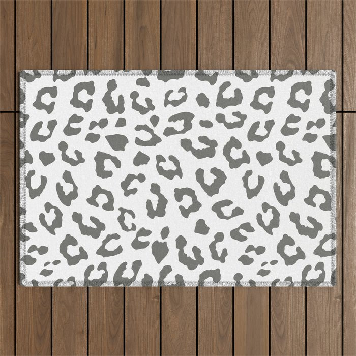 Safari Leopard Print - Grey & White Outdoor Rug Gallery Image 1