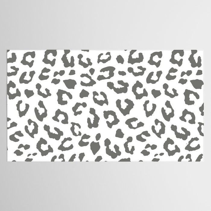 Safari Leopard Print - Grey & White Tablecloth Gallery Image 2