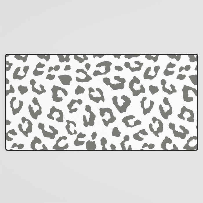 Safari Leopard Print - Grey & White Desk Mat Gallery Image 3