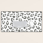Safari Leopard Print - Grey & White Desk Mat Gallery Image 1