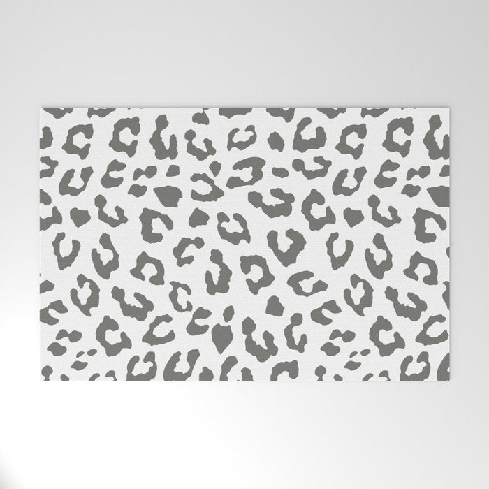 Safari Leopard Print - Grey & White Welcome Mat Gallery Image 1