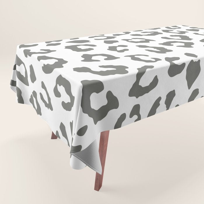 Safari Leopard Print - Grey & White Tablecloth Gallery Image 1