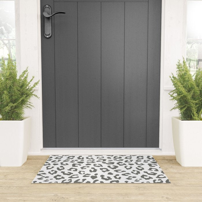 Safari Leopard Print - Grey & White Welcome Mat Gallery Image 3