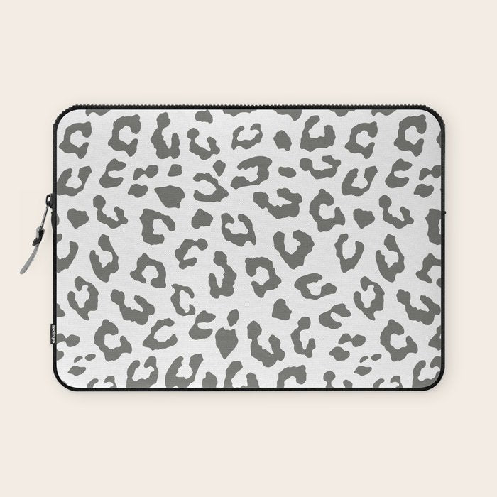 Safari Leopard Print - Grey & White Laptop Sleeve Gallery Image 1