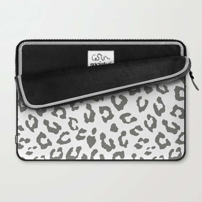 Safari Leopard Print - Grey & White Laptop Sleeve Gallery Image 2