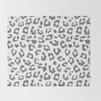 Safari Leopard Print - Grey & White Throw Blanket Gallery Image 2