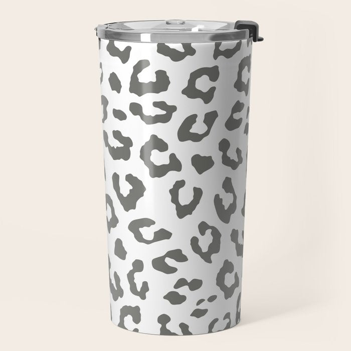 Safari Leopard Print - Grey & White Travel Mug Gallery Image 2