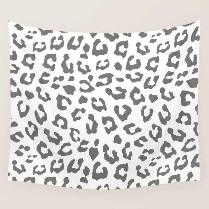 Safari Leopard Print - Grey & White Wall Tapestry Gallery Image 1