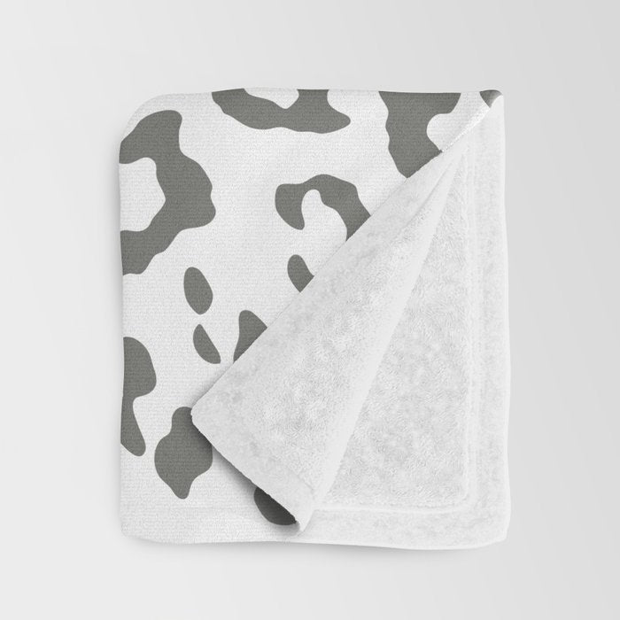 Safari Leopard Print - Grey & White Throw Blanket Gallery Image 3