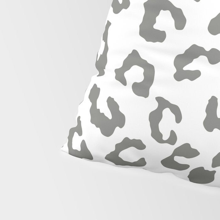 Safari Leopard Print - Grey & White Pillow Sham Gallery Image 4
