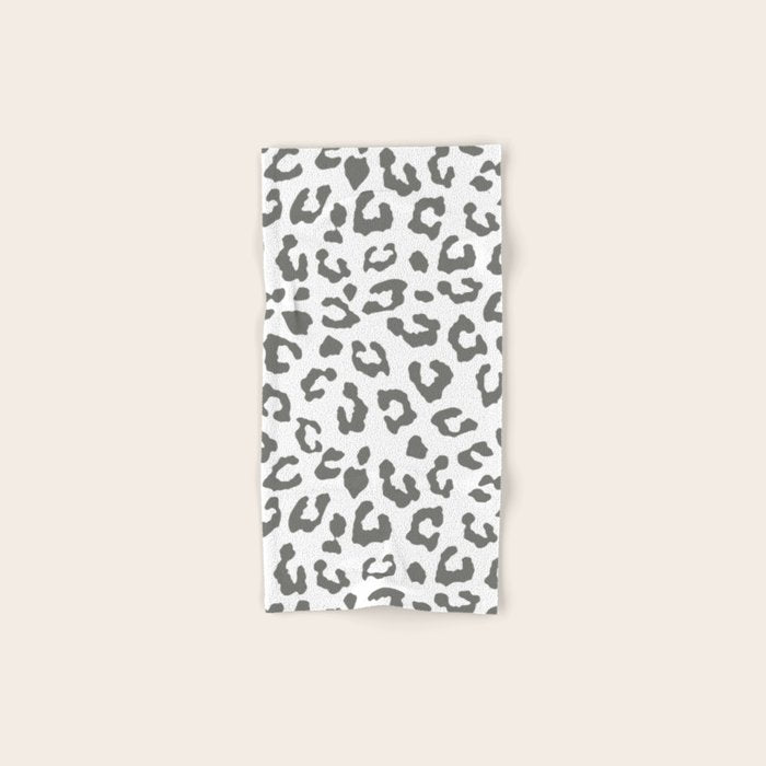 Safari Leopard Print - Grey & White Bath Towel Gallery Image 1