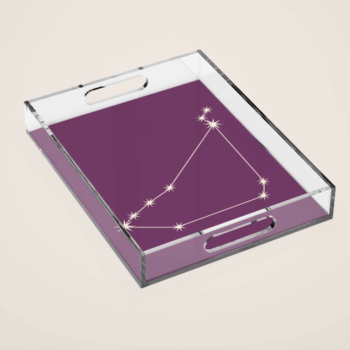 Capricorn Zodiac Star Constellation Line Art Mauve Purple Acrylic Tray Gallery Image 1