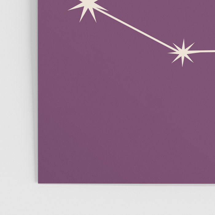Capricorn Zodiac Star Constellation Line Art Mauve Purple Poster Gallery Image 3