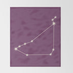 Capricorn Zodiac Star Constellation Line Art Mauve Purple Throw Blanket Gallery Image 2