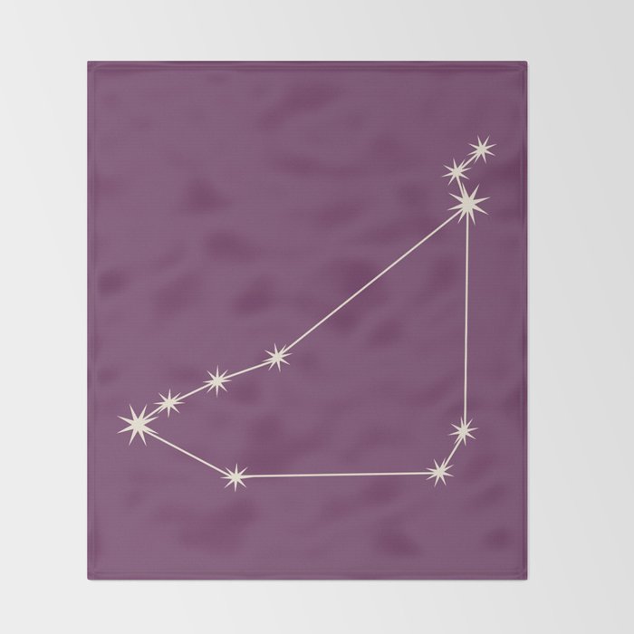 Capricorn Zodiac Star Constellation Line Art Mauve Purple Throw Blanket Gallery Image 2