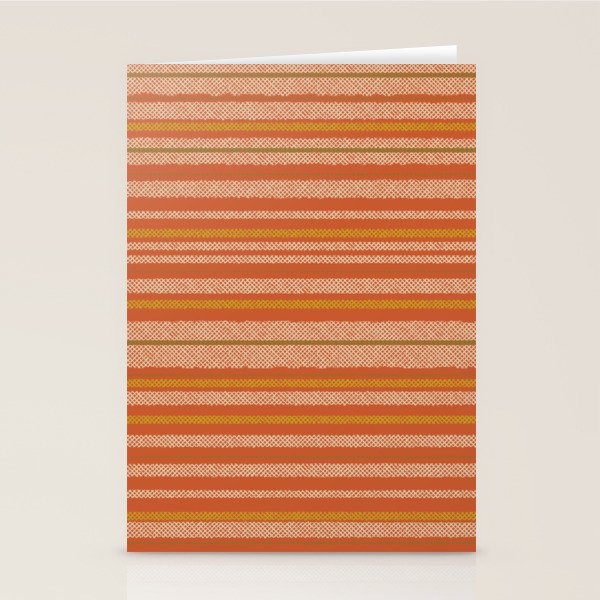 Retro Textured Stripes in Mid Century Modern Mustard, Beige, Olive, and Orange Stationery Card Gallery Image 1