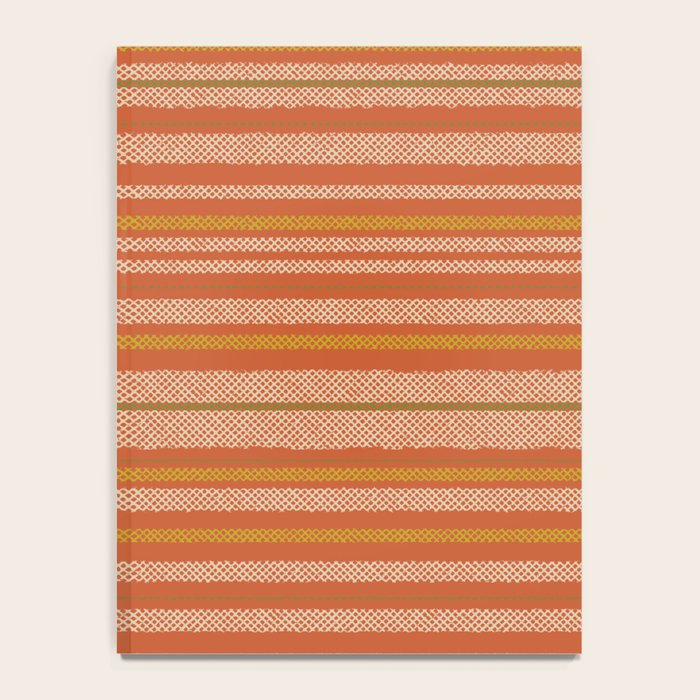 Retro Textured Stripes in Mid Century Modern Mustard, Beige, Olive, and Orange Notebook Gallery Image 4