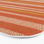 Retro Textured Stripes in Mid Century Modern Mustard, Beige, Olive, and Orange Bath Mat Gallery Image 3