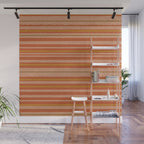 Retro Textured Stripes in Mid Century Modern Mustard, Beige, Olive, and Orange Wall Mural Gallery Image 1
