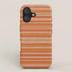 Retro Textured Stripes in Mid Century Modern Mustard, Beige, Olive, and Orange iPhone Case Gallery Image 1