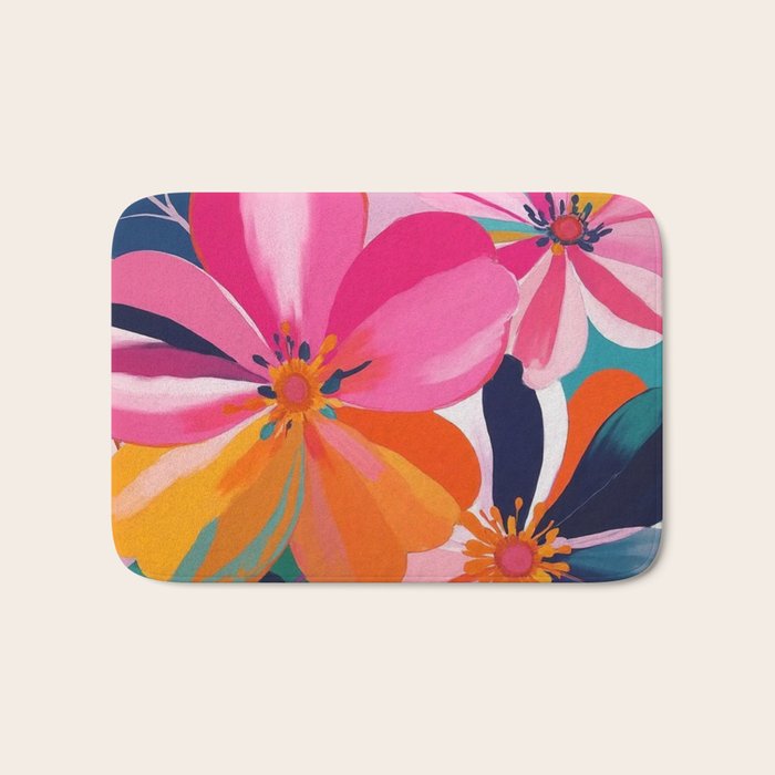 Colorful Flowers Multicolor Floral Bath Mat Gallery Image 1
